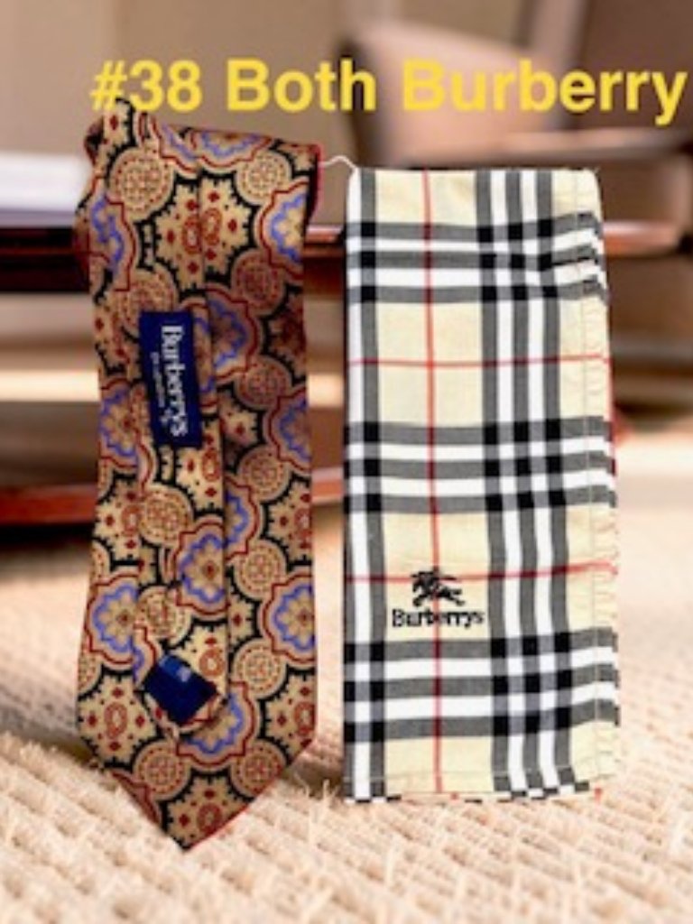 4 Set: Burberry Necktie & Burberry Handkerchiefs Nova Check, Stripe (Select 1)